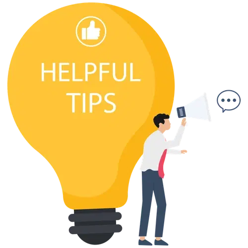 light bulb with "helpful tips" on it