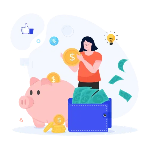 woman adding money to piggy bank by saving money with a medicare medical savings account