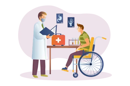 Doctor helping Medicare beneficiary with his pre-existing condition