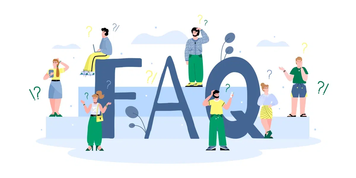 people surrounding an FAQ sign with questions about Medicare Part D