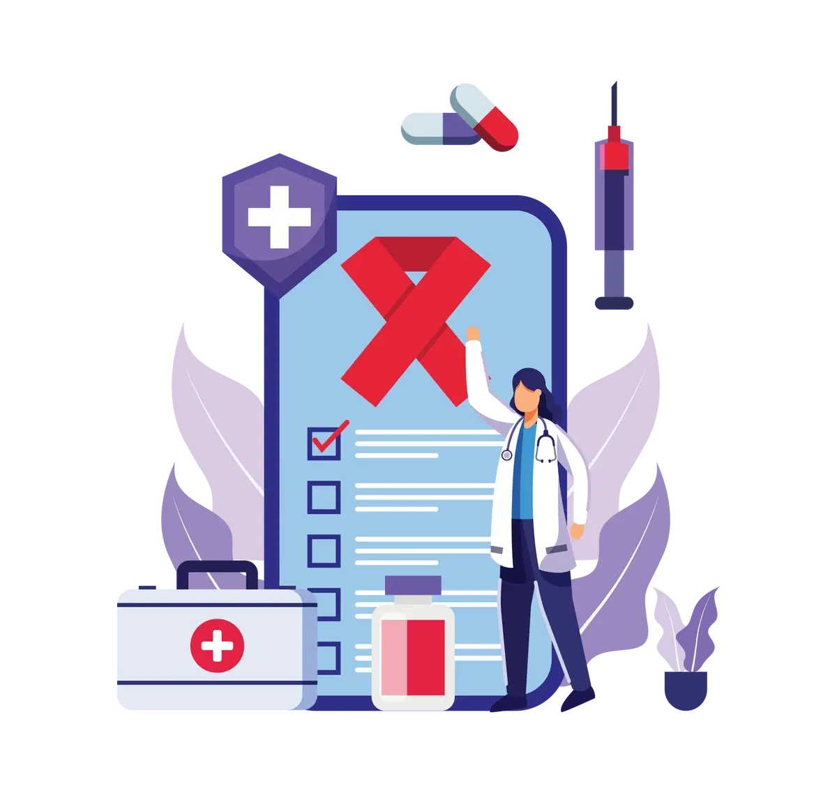 doctor showing a cancer insurance plan