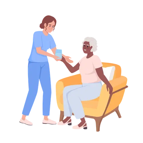 Woman helping someone in assisted living environment